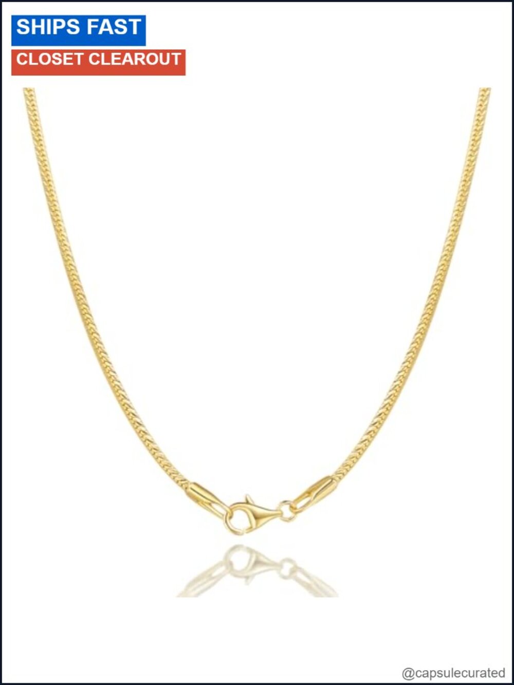 14K Gold Plated Snake Herringbone Chain Necklace 1.4mm 18in